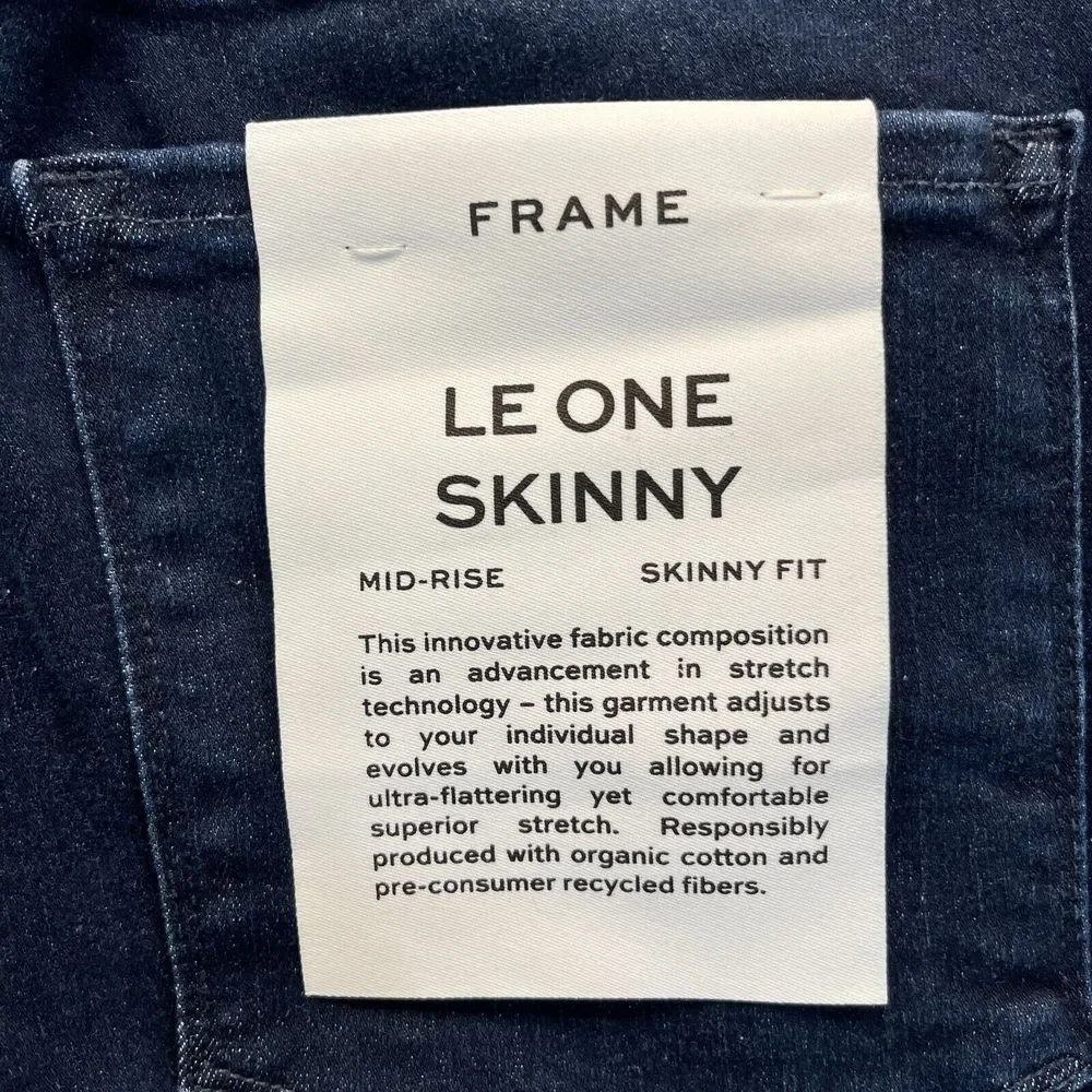 NEW Frame Jeans Women's 2 Le One Skinny Mid Rise Dark Blue Stretch Denim‎